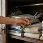 Esconder uma ramita de lavanda no armário 