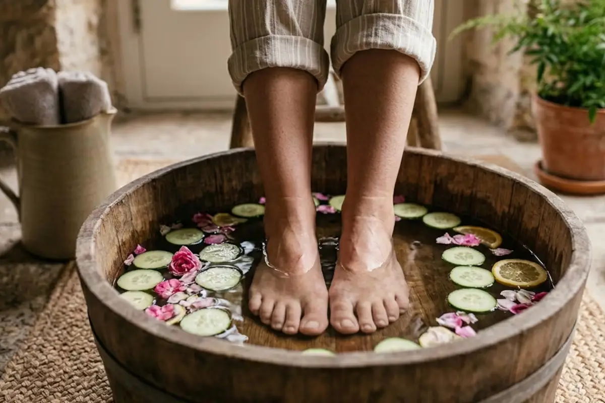 Lavar os pés com pepino e água tibia: o ritual caseiro que alivia o cansaço e hidrata a pele